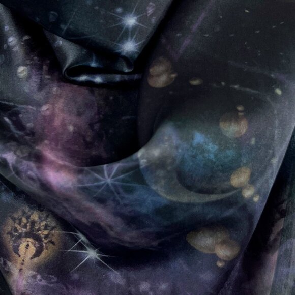 Shooting Stars & Arrows Purple Square Silk Scarf - Picture 10 of 12